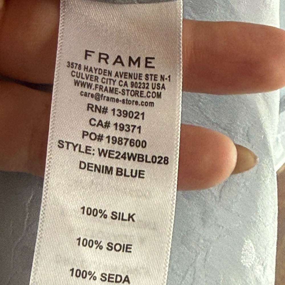 Frame Ruched silk-jacquard top in Light Blue - Picture 6 of 8